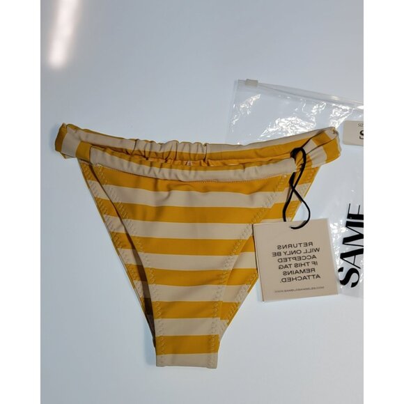 SAME Los Angeles Bottom Swim Womens High Rise Striped Yellow/White Small NWT - Picture 4 of 11